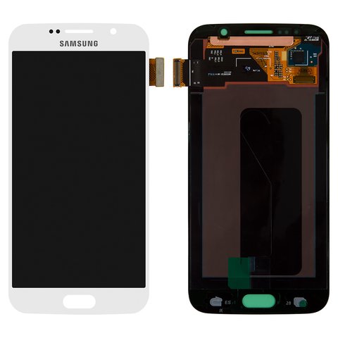 Дисплей для Samsung G920 Galaxy S6, белый, без рамки, Оригинал переклеено стекло 