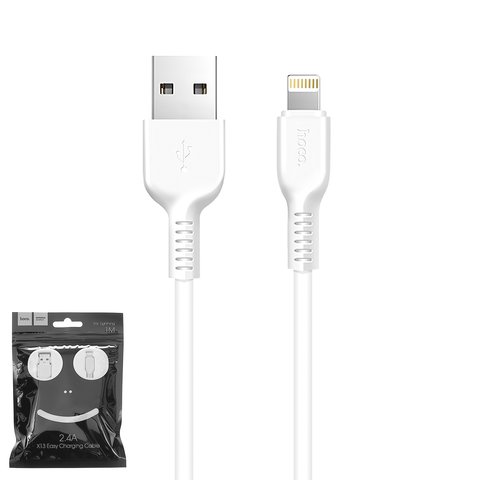 USB кабель Hoco X13, USB тип A, Lightning, 100 см, 2,4 А, білий, #6957531061151