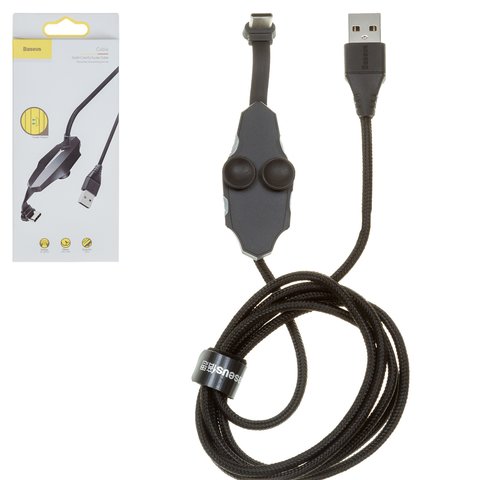 USB кабель Baseus Colorful Sucker RPG, USB тип C, USB тип A, 120 см, 3 A, черный, с индикатором, с вакуумной присоской, для игры, Г образный, в нейлоновой оплетке, #CATXA A01