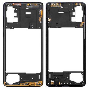Средняя часть корпуса для Samsung A715 Galaxy A71, черная, с боковыми кнопками