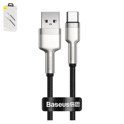 USB кабель Baseus Cafule Series Meta, USB тип C, USB тип A, 25 см, 40 Вт, 5 А, черный, в нейлоновой оплетке, #CATJK 01