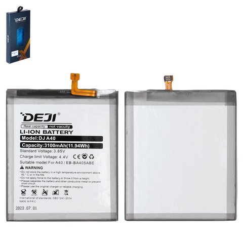 Аккумулятор Deji EB BA405ABE для Samsung A405F DS Galaxy A40, Li ion, 3,85 B, 3100 мАч