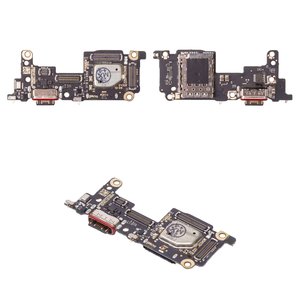 Шлейф для Xiaomi 12T, 12T Pro, конектора зарядки, з мікрофоном, з компонентами, з SIM конектором, плата зарядки