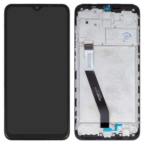 Дисплей для Xiaomi Redmi 9, чорний, з рамкою, Оригінал переклеєне скло , M2004J19G, M2004J19C