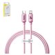 USB кабель Baseus Crystal Shine Series, USB тип-C, Lightning, 120 см, 20 Вт, розовый, #CAJY001304