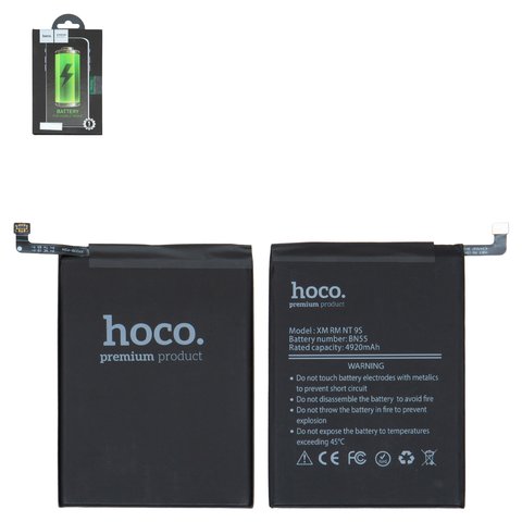 Аккумулятор Hoco BN55 для Xiaomi Redmi Note 9S, Li Polymer, 3,85 B, 4920 мАч, M2003J6A1G