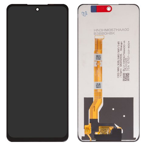 Дисплей для Realme C65 4G, C65 5G, черный, без рамки, High Copy, RMX3910