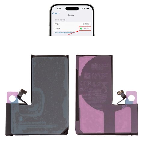 Акумулятор для iPhone 15 Pro, Li ion, 3,879 B, 3440 мАг, збільшена ємність, без помилки, A3011 , genuine IC