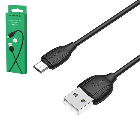 USB кабель Borofone BX19, USB тип A, micro USB тип B, 100 см, 2,4 А, черный, #6931474701770