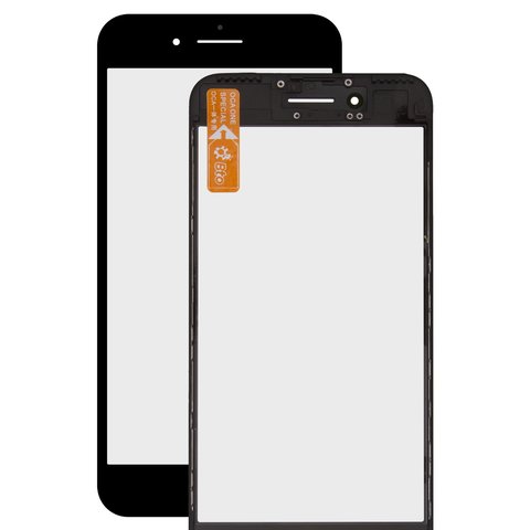 Housing Glass compatible with iPhone 7 Plus, with OCA film, with frames, black 