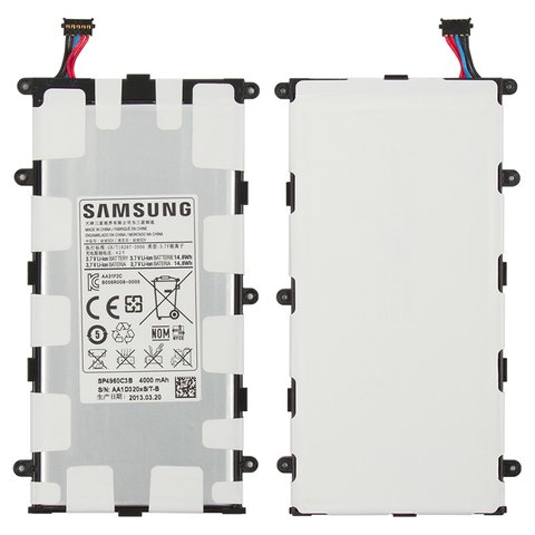 Batería SP4960C3B puede usarse con Samsung P3100 Galaxy Tab2 , Li ion, 3.7 V, 4000 mAh, Original PRC , #GH43 03615A