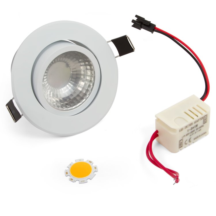 LED Downlight DIY Kit COB 3 W (warm white) All Spares