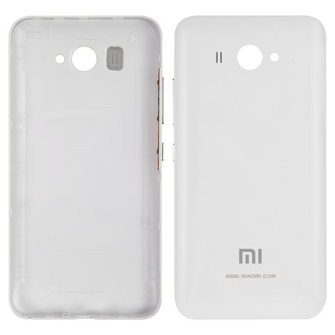 Housing Back Cover compatible with Xiaomi Mi 2, Mi 2S, white, with side button 