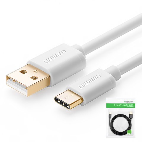 Cable USB UGREEN, USB tipo A, USB tipo C, 100 cm, 2.4 A, blanco, #6957303831654