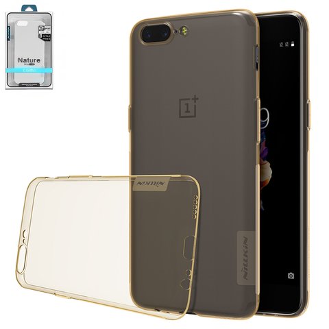 Case Nillkin Nature TPU Case compatible with OnePlus 5 A5000, brown, Ultra Slim, transparent, silicone  #6902048143739