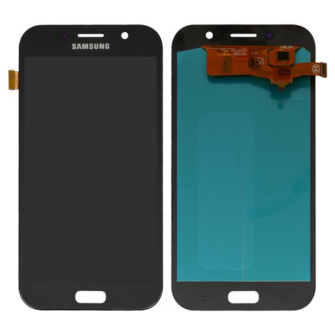 LCD compatible with Samsung A720 Galaxy A7 2017 , black, without frame, High Copy, with wide edge, OLED  