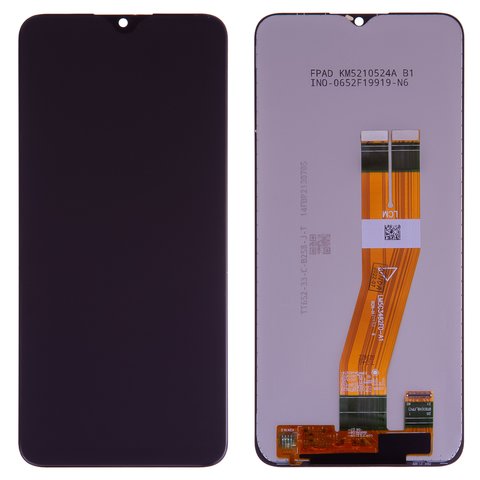 LCD compatible with Samsung A037F Galaxy A03s, black, without frame, original change glass  , with yellow cable, 160,5x72 mm  