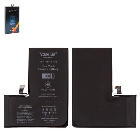 Аккумулятор Deji для Apple iPhone 14 Pro, Li ion, 3,87 B, 3510 мАч, повышенная ёмкость, без ошибки, decode battery