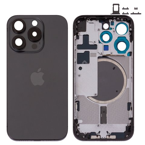 Carcasa puede usarse con iPhone 15 Pro, negro, con botones laterales,  con sujetador de tarjeta SIM, Original PRC , EU Version, black titanium