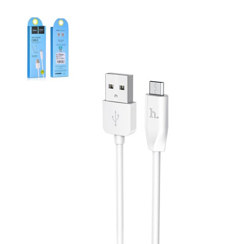 USB дата кабель Hoco X1, USB тип A, micro USB тип B, 100 см, 2 А, білий