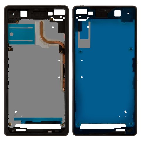 LCD Binding Frame compatible with Sony D6502 Xperia Z2, D6503 Xperia Z2, black, frame refurbished