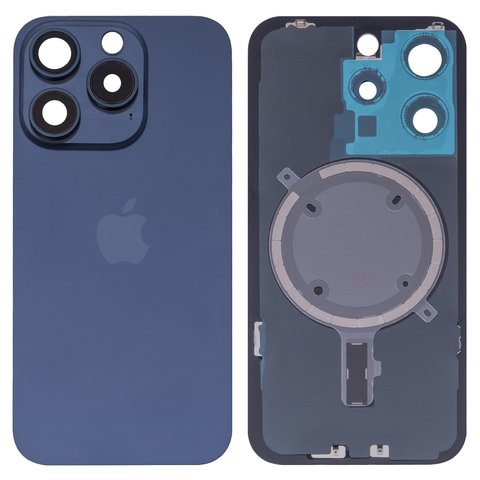 Housing Back Cover compatible with iPhone 15 Pro, dark blue, with camera lens, PRC