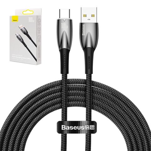 USB кабель Baseus Glimmer, USB тип C, USB тип A, 100 см, 100 Вт, черный, #CADH000401