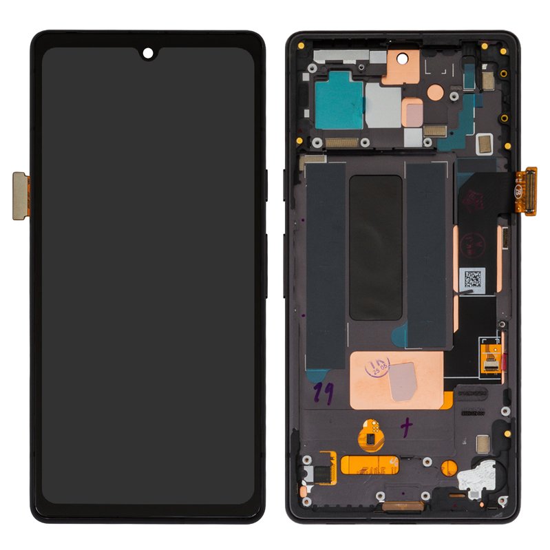 LCD compatible with Google Pixel 7a, (black, with frame, High Copy
