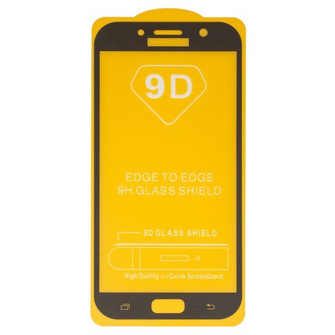 Tempered Glass Screen Protector compatible with Samsung A720 Galaxy A7 2017 , Full Glue, compatible with case, without package, without wipes , black 