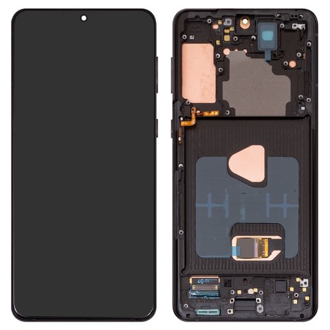LCD compatible with Samsung G996 Galaxy S21 Plus 5G, black, with frame, original change glass 