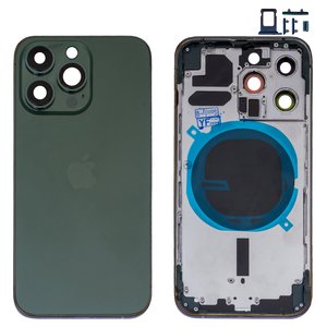 Carcasa puede usarse con iPhone 13 Pro, verde, con botones laterales,  con sujetador de tarjeta SIM, alpine green
