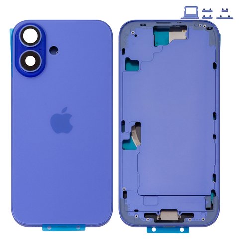 Carcasa puede usarse con iPhone 16, morado, con botones laterales,  con sujetador de tarjeta SIM, Original PRC , EU Version, ultramarine