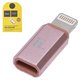 Адаптер Hoco, micro-USB тип-B, Lightning, рожевий