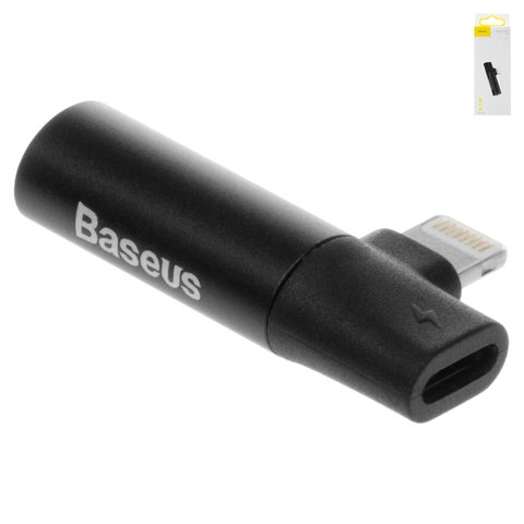 Адаптер Baseus L43, не підтримує функції мікрофона, з Lightning на 3,5 мм 2 в 1, TRS 3.5 мм, Lightning, чорний, 2 A, #CALL43 01