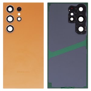 Задня панель корпуса для Samsung S928 Galaxy S24 Ultra, помаранчева, із склом камери, titanium orange