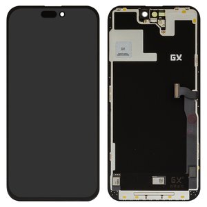 Дисплей для iPhone 14 Pro Max, черный, с рамкой, HC, без микросхемы, OLED , GX OEM hard