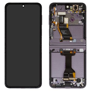 Дисплей для Samsung F731 Galaxy Z Flip5, чорний, з рамкою, Оригінал переклеєне скло 