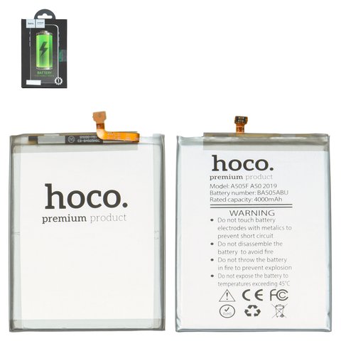Акумулятор Hoco EB BA505ABU EB BA505ABN для Samsung A205 Galaxy A20, A305F DS Galaxy A30, A307F DS Galaxy A30s, A505F DS Galaxy A50, A507 Galaxy A50s, Li Polymer, 3,85 B, 3900 мАг