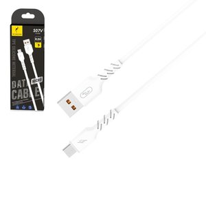 USB кабель SkyDolphin S07V TPE High Elastic Line, USB тип A, micro USB тип B, 100 см, 2,4 А, білий