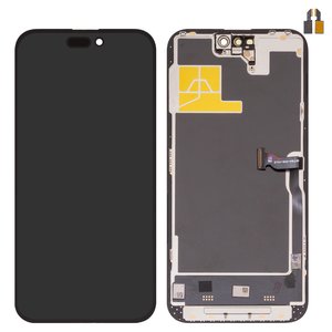 Дисплей для iPhone 14, черный, с рамкой, HC, без ошибки, OLED , DD OLED OEM soft, diagnosable