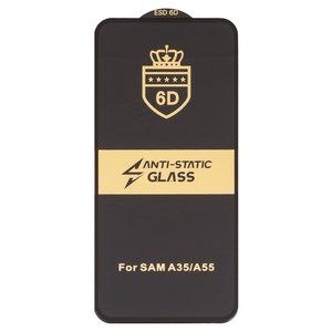 Защитное стекло ESD 6D для Samsung A356 Galaxy A35 5G, A556 Galaxy A55, совместимо с чехлом, Full Glue, Anti Static, без упаковки , черный