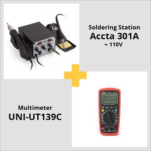 Combo: Accta 301A Hot Air Rework Station (110 V) + UNI-T UT139C Digital Multimeter Combo: Accta 301A Hot Air Rework Station (110 V) + UNI-T UT139C Digital Multimeter